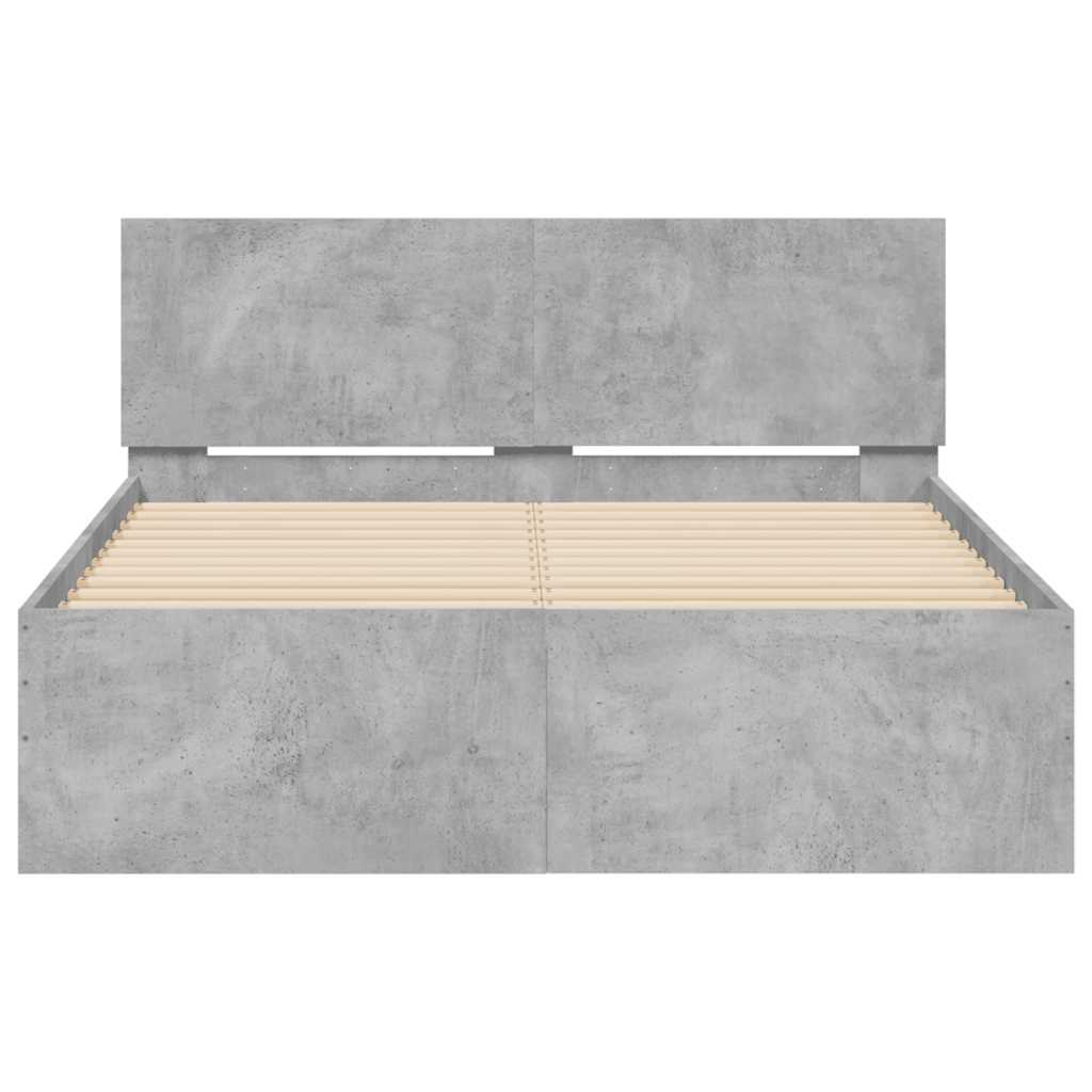Bed Frame | Concrete Grey | Engineered Wood | Double | Bed Frame