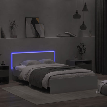Bed Frame with LED without Mattress White 135x190 cm Double
