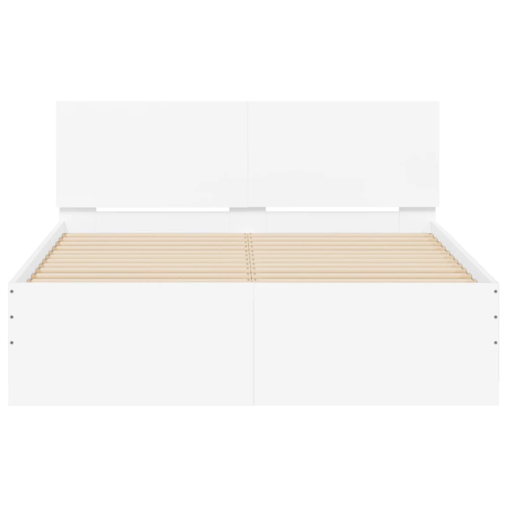 Bed Frame with LED without Mattress White 135x190 cm Double