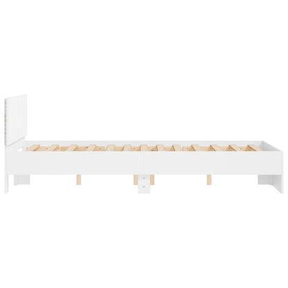 Bed Frame with LED without Mattress White 135x190 cm Double