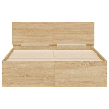 Bed Frame with LED without Mattress Sonoma Oak 135x190 cm Double