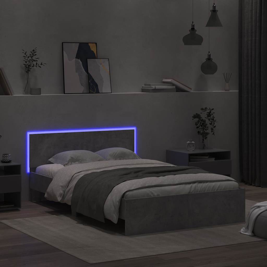 Bed Frame | Concrete grey | Engineered wood and plywood slats | Double