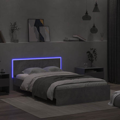 Bed Frame | Concrete grey | Engineered wood and plywood slats | Double
