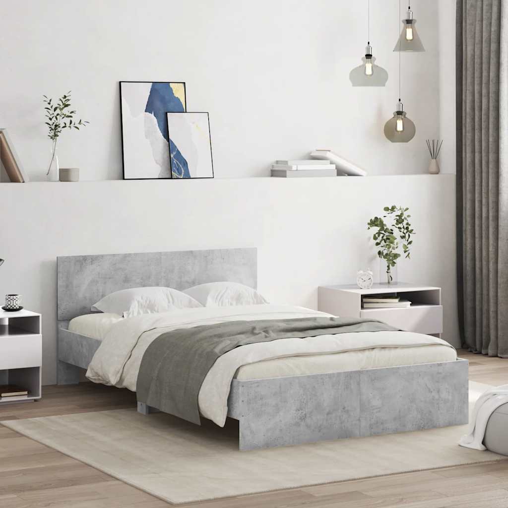 Bed Frame | Concrete grey | Engineered wood and plywood slats | Double