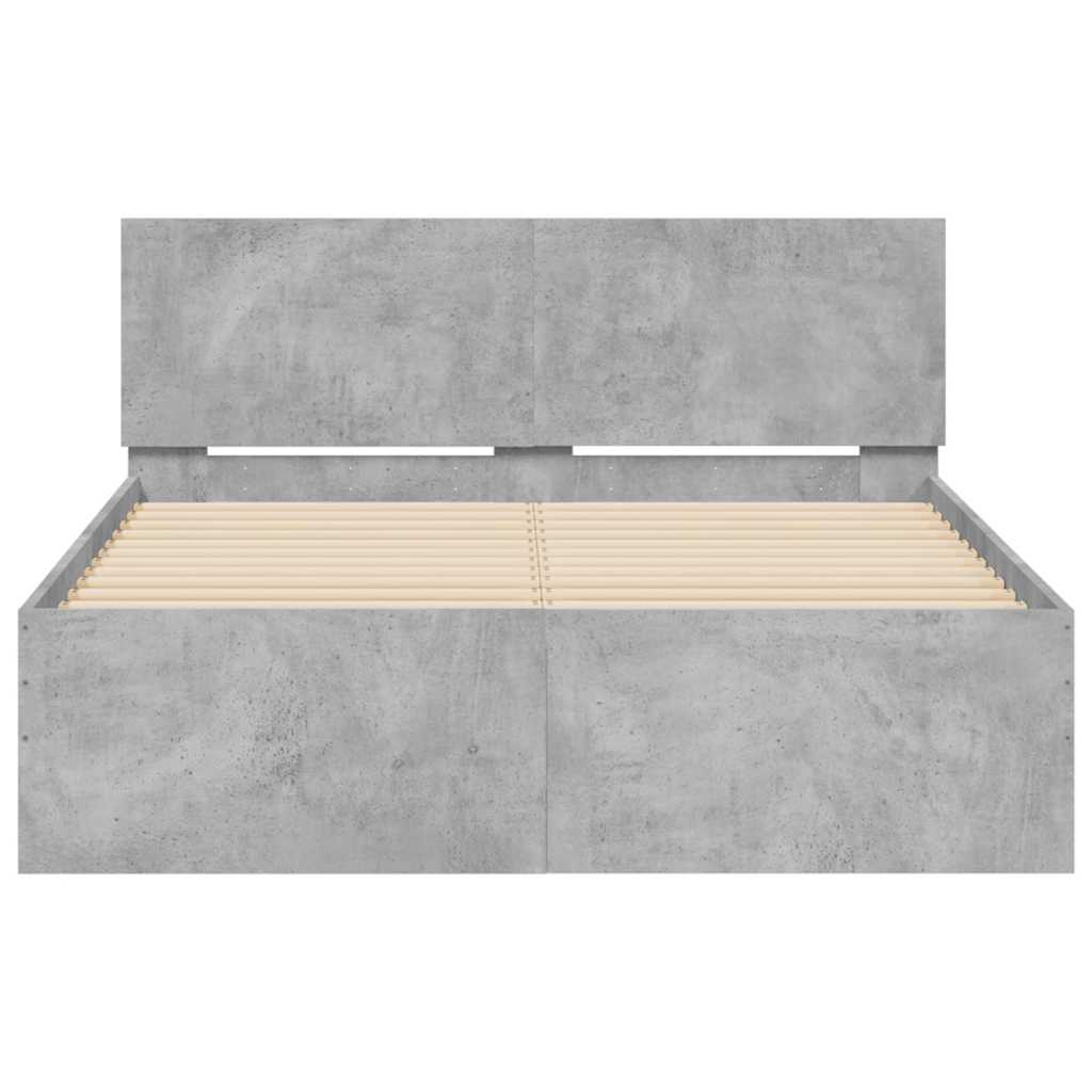 Bed Frame | Concrete grey | Engineered wood and plywood slats | Double