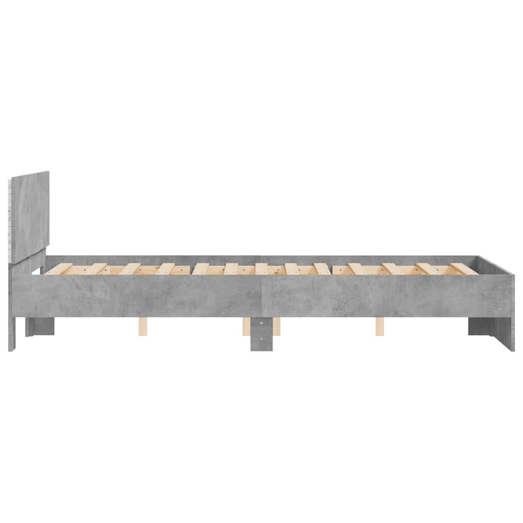 Bed Frame | Concrete grey | Engineered wood and plywood slats | Double