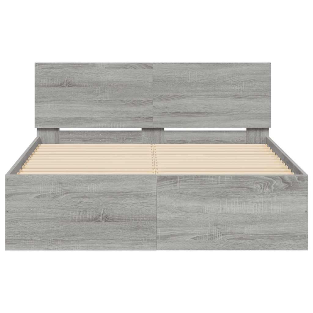 Bed Frame | Grey Sonoma | Engineered wood | Double | Adjustable Armrests