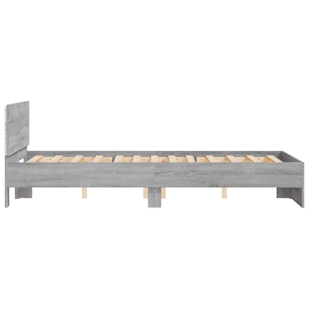 Bed Frame | Grey Sonoma | Engineered wood | Double | Adjustable Armrests