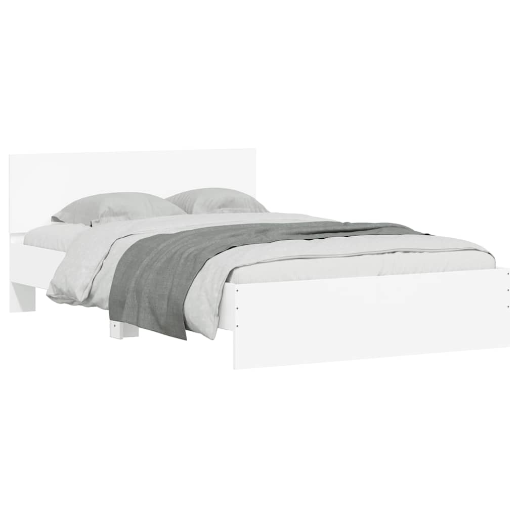 Bed Frame with Headboard and LED White 120x190 cm Small Double