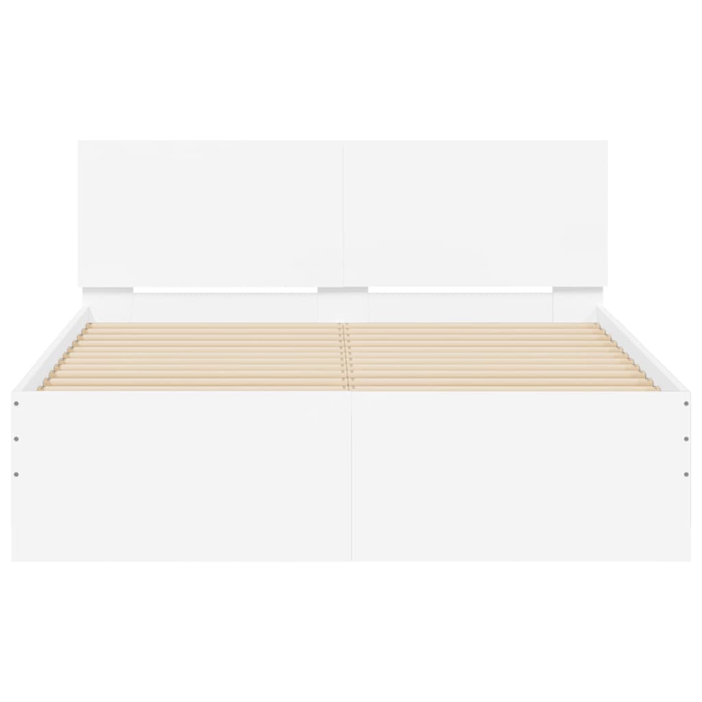 Bed Frame with Headboard and LED White 120x190 cm Small Double