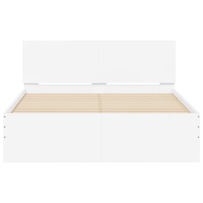 Bed Frame with Headboard and LED White 120x190 cm Small Double