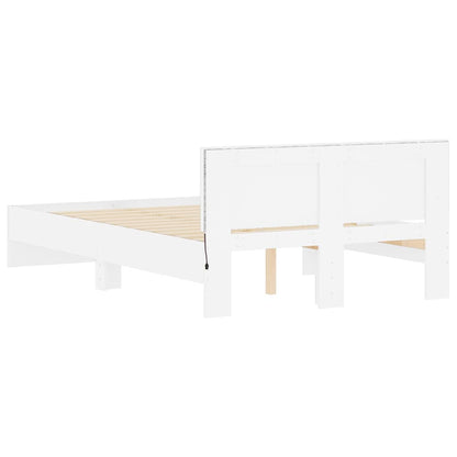 Bed Frame with Headboard and LED White 120x190 cm Small Double