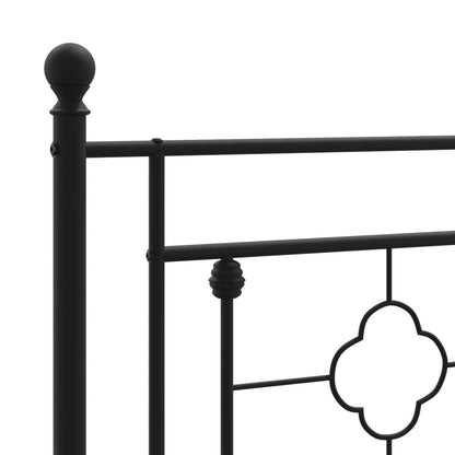 Metal Bed Frame without Mattress with Headboard Black 75x190cm