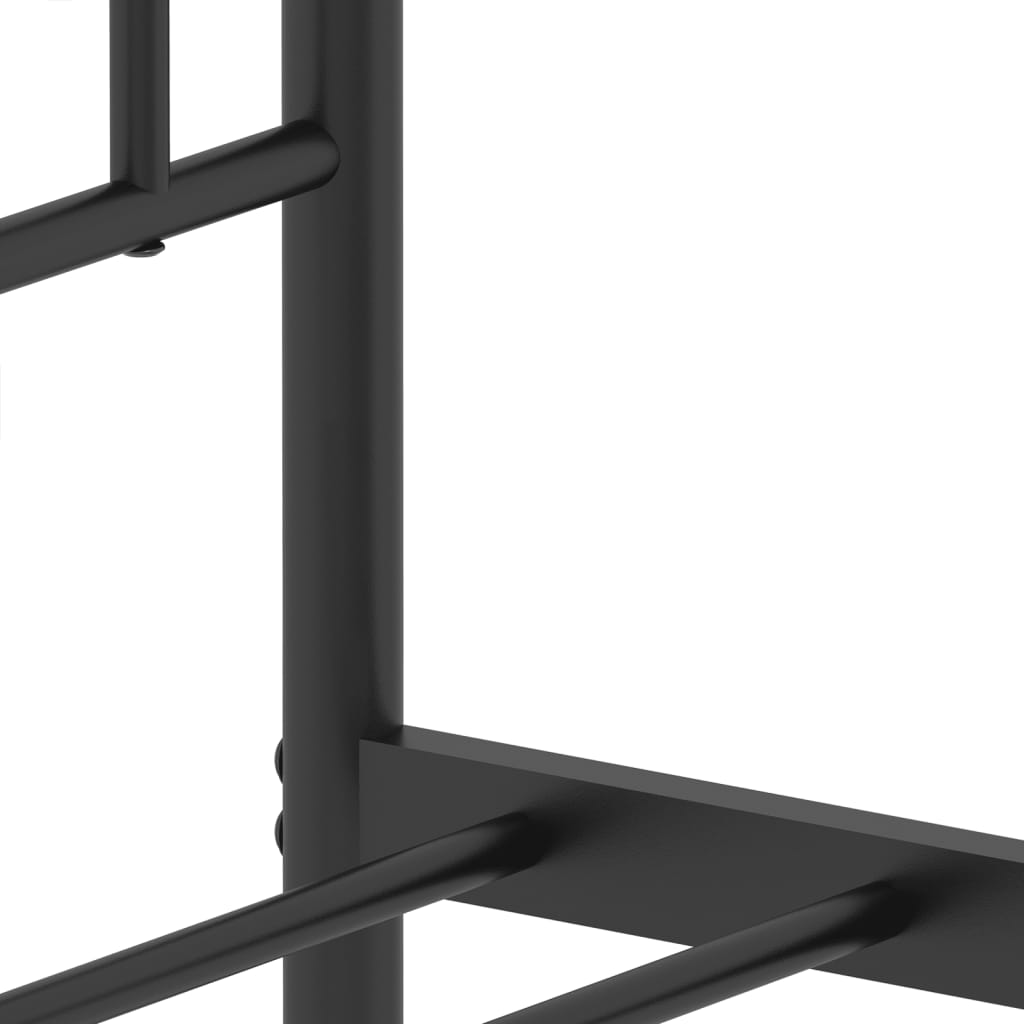 Metal Bed Frame without Mattress with Headboard Black 75x190cm