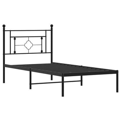 Metal Bed Frame without Mattress with Headboard Black 90x200cm