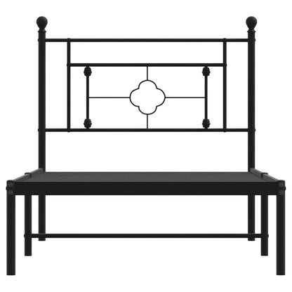 Metal Bed Frame without Mattress with Headboard Black 90x200cm