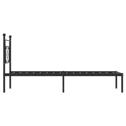 Metal Bed Frame without Mattress with Headboard Black 90x200cm