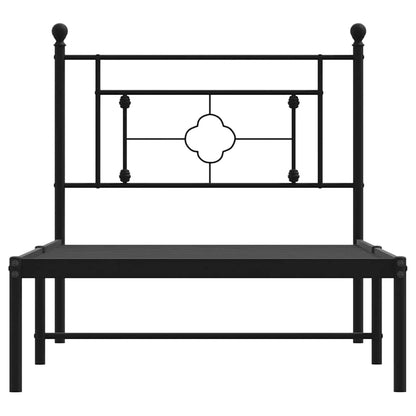 Metal Bed Frame without Mattress with Headboard Black 100x200cm