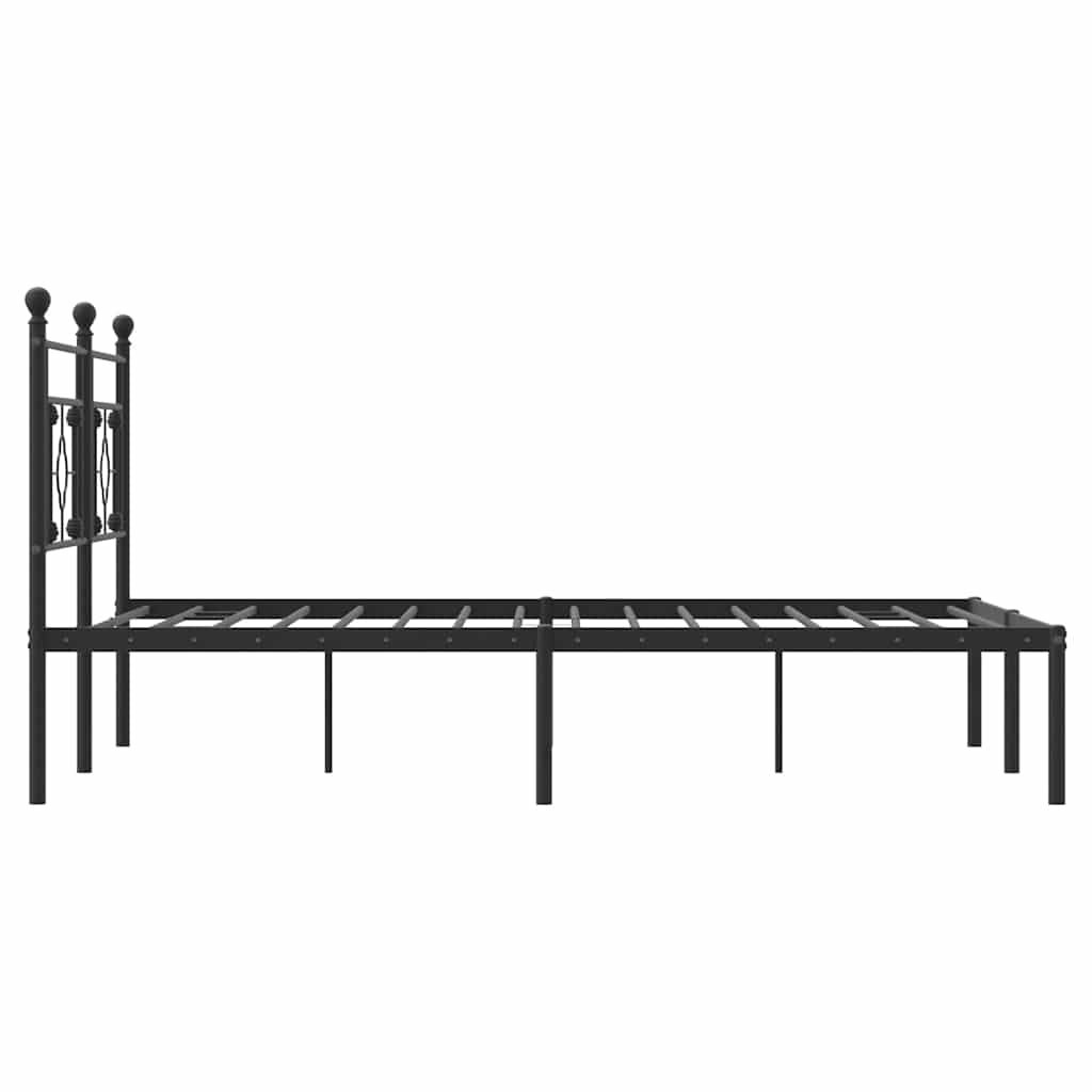 Metal Bed Frame without Mattress with Headboard Black 150x200cm