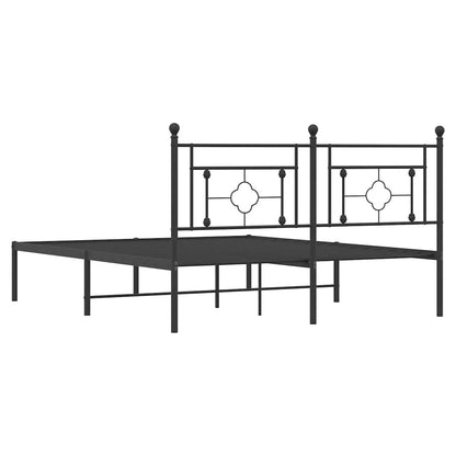 Metal Bed Frame without Mattress with Headboard Black 150x200cm