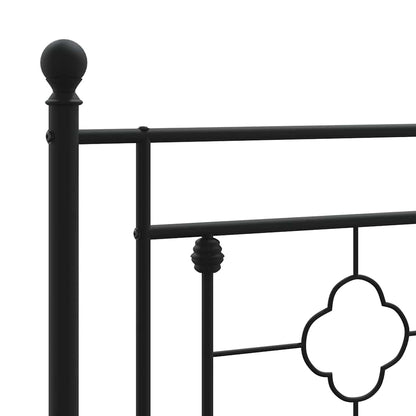Metal Bed Frame without Mattress with Headboard Black 150x200cm