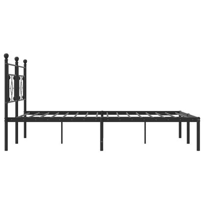 Metal Bed Frame without Mattress with Headboard Black 183x213cm