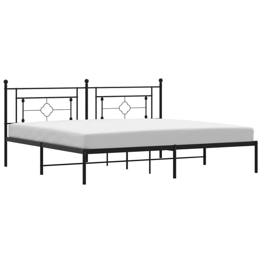 Metal Bed Frame without Mattress with Headboard Black 200x200cm