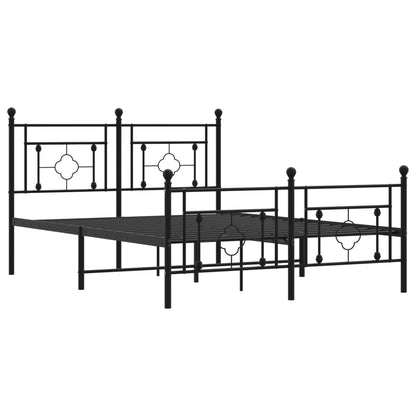 Metal Bed Frame without Mattress with Footboard Black 135x190cm