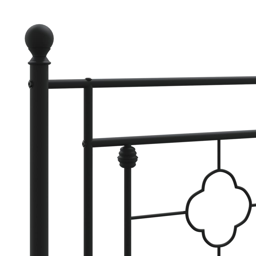 Metal Bed Frame without Mattress with Footboard Black 183x213cm