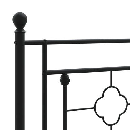 Metal Bed Frame without Mattress with Footboard Black 183x213cm
