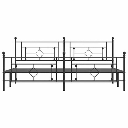 Metal Bed Frame without Mattress with Footboard Black 193x203cm