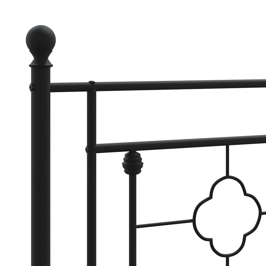 Metal Bed Frame without Mattress with Footboard Black 193x203cm