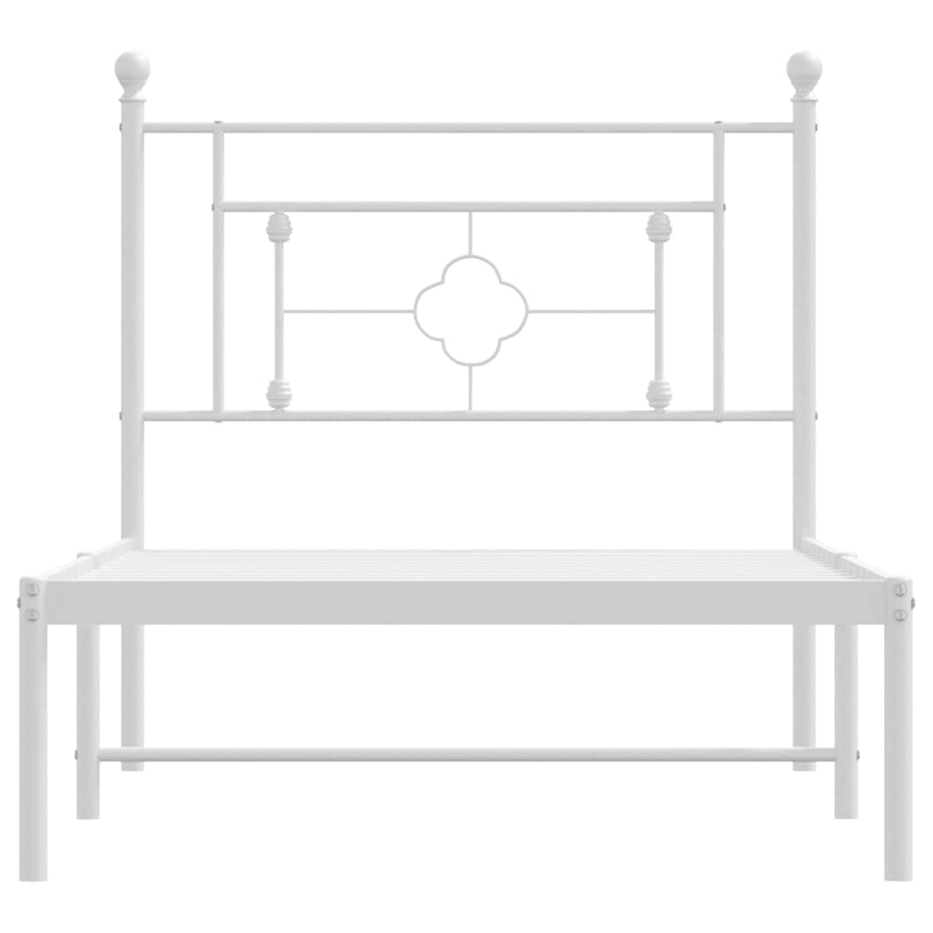 Metal Bed Frame without Mattress with Headboard White 100x200cm