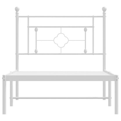 Metal Bed Frame without Mattress with Headboard White 100x200cm
