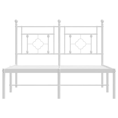 Metal Bed Frame without Mattress with Headboard White 120x190cm