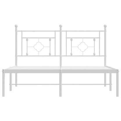 Metal Bed Frame without Mattress with Headboard White 135x190cm