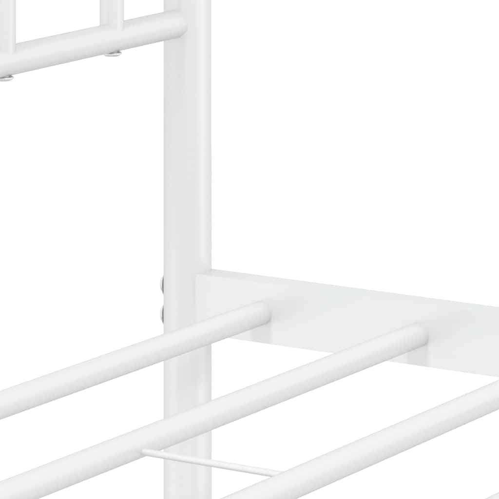Metal Bed Frame without Mattress with Headboard White 160x200cm