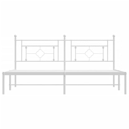 Metal Bed Frame without Mattress with Headboard White 183x213cm
