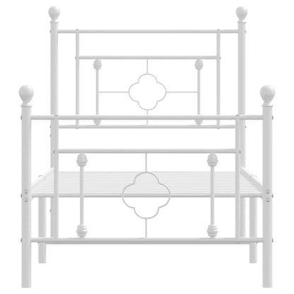 Metal Bed Frame without Mattress with Footboard White 80x200cm
