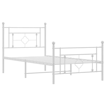 Metal Bed Frame without Mattress with Footboard White 100x200cm