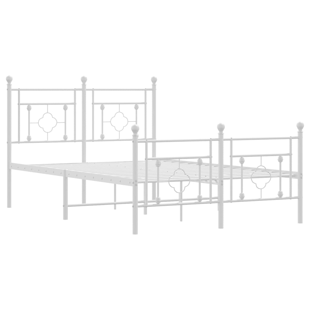 Metal Bed Frame without Mattress with Footboard White 120x190cm