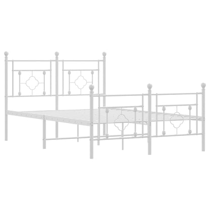 Metal Bed Frame without Mattress with Footboard White 120x190cm