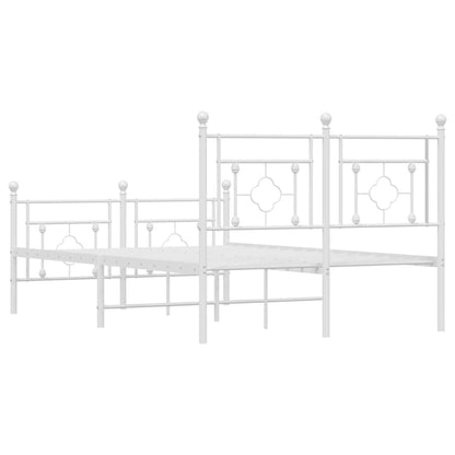 Metal Bed Frame without Mattress with Footboard White 120x190cm
