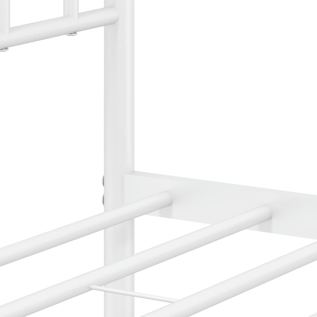 Metal Bed Frame without Mattress with Footboard White 120x200cm