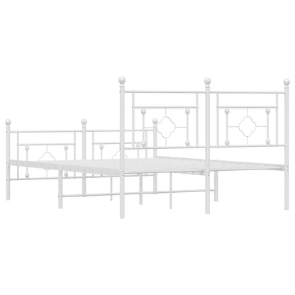 Metal Bed Frame without Mattress with Footboard White 140x190cm