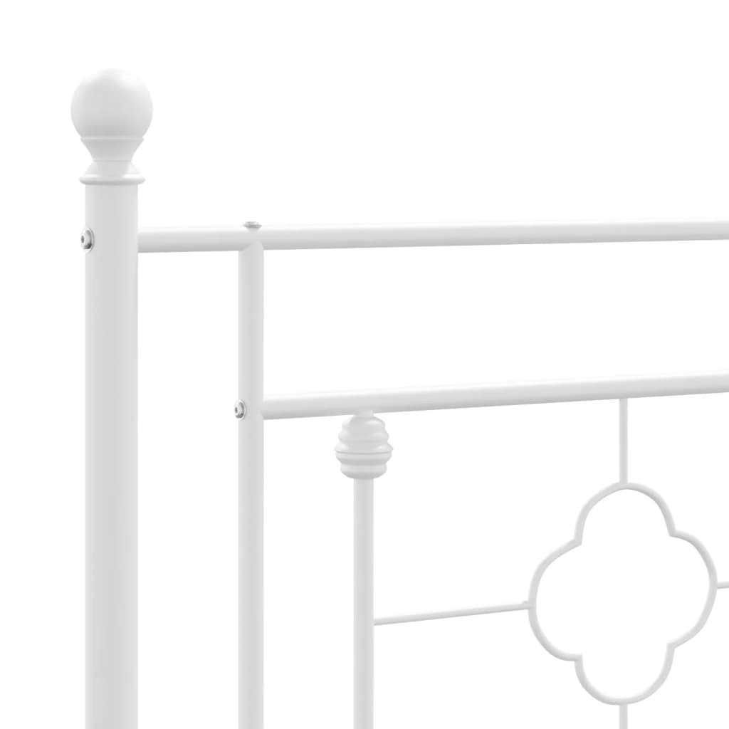 Metal Bed Frame without Mattress with Footboard White 140x200cm