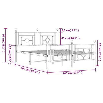 Metal Bed Frame without Mattress with Footboard White 140x200cm