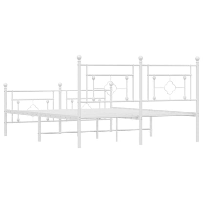 Metal Bed Frame without Mattress with Footboard White 150x200cm