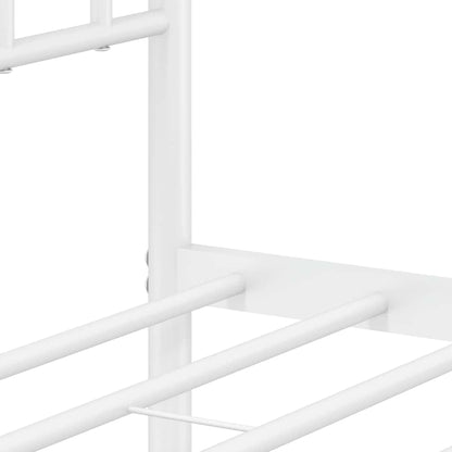 Metal Bed Frame without Mattress with Footboard White 150x200cm