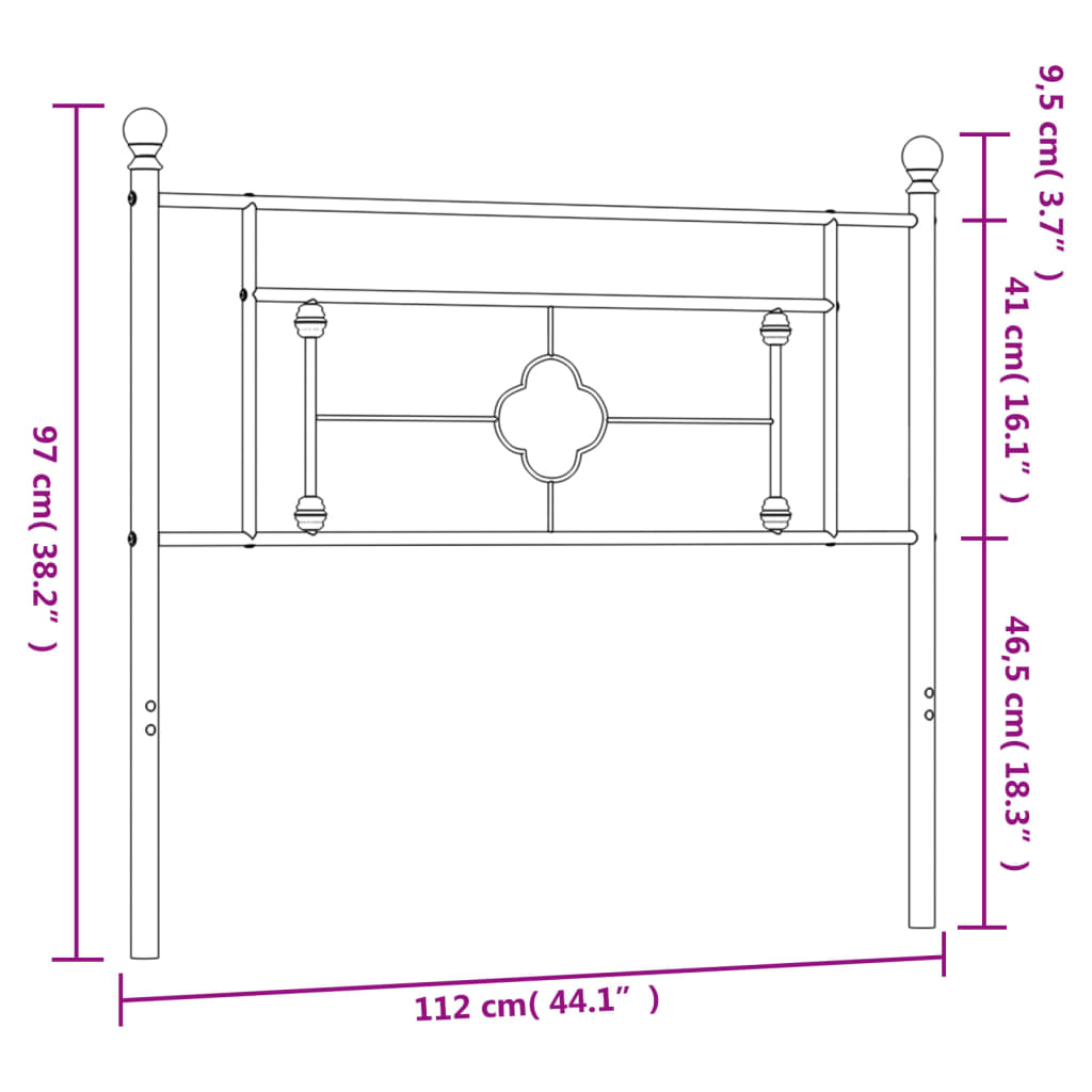 Metal Replace Headboard White 107 cm